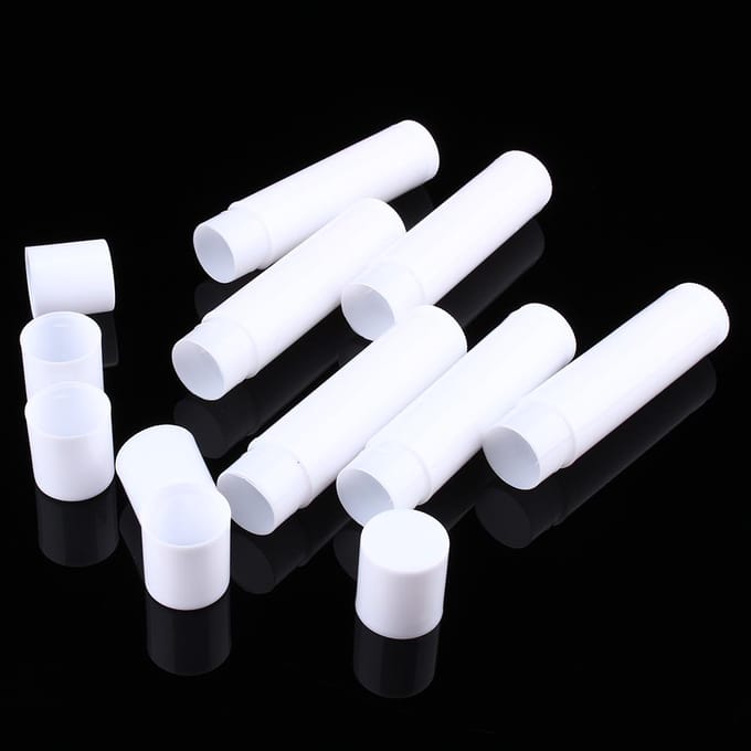 Lot de 100 tubes vides pour rouge à lèvres, baume à lèvres, transparent, noir, blanc, 5ml white