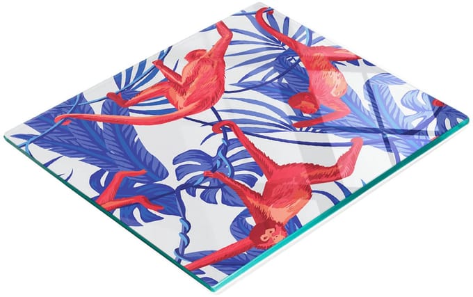 Keukenplank van gehard glas met decoratieve afbeelding van rode apen, 60x52 cm