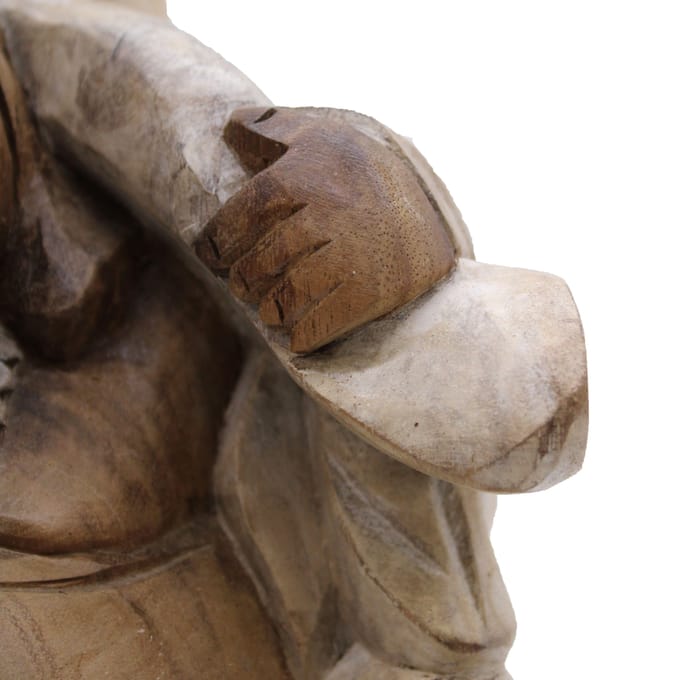 Handgesneden Boeddhabeeld - 30 cm - Bring Wood - Whitewash