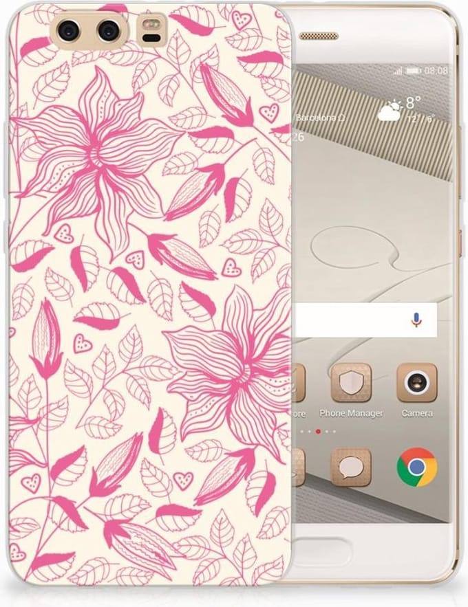 Huawei P10 Plus TPU Case Pink Flowers