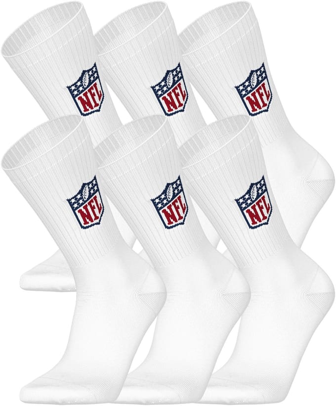 NFL SHIELD Crew Socks - 6-pack - Wit - Maat 39/42