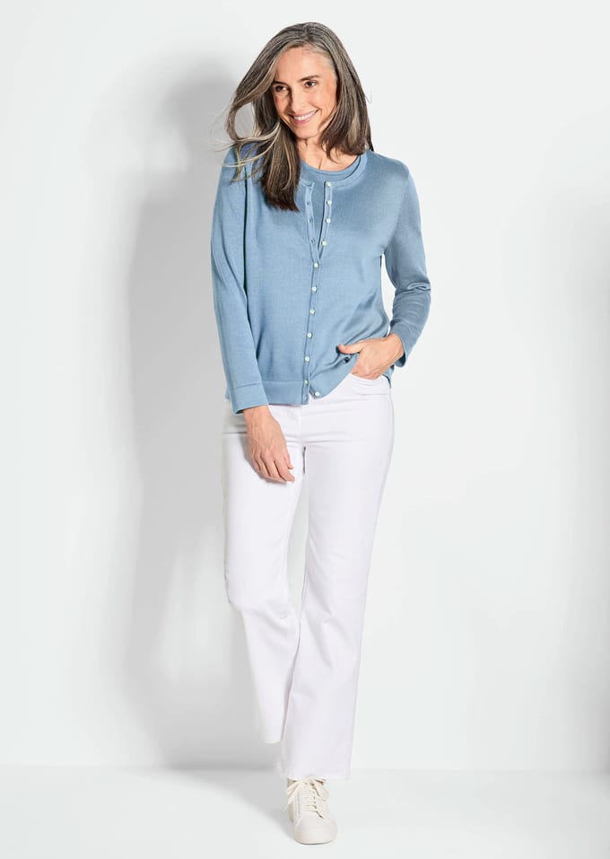 Tricot ensemble - lichtblauw - Gr. 52 van Goldner Fashion