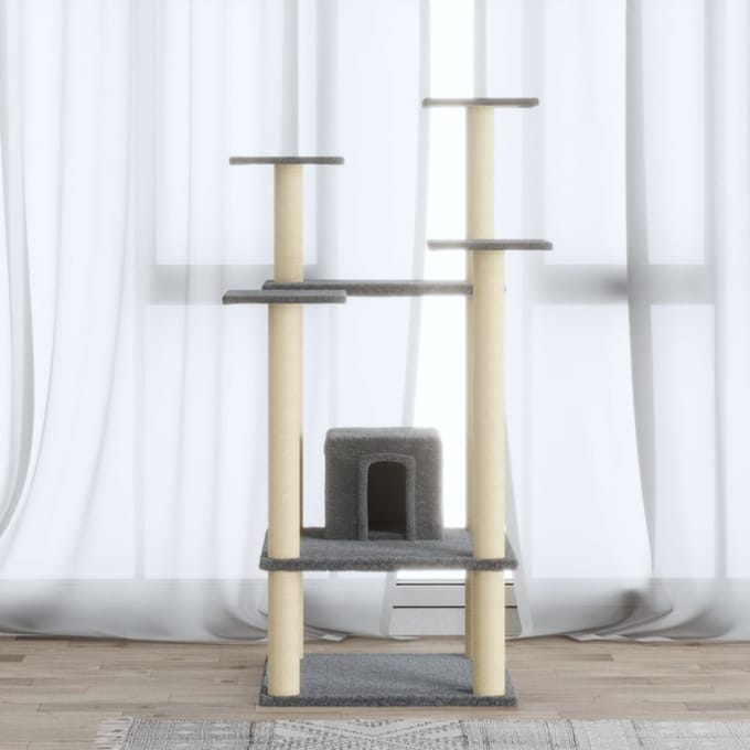 vidaXL - Kattenkrabpaal - met - sisal - krabpalen - 110 - cm - lichtgrijs