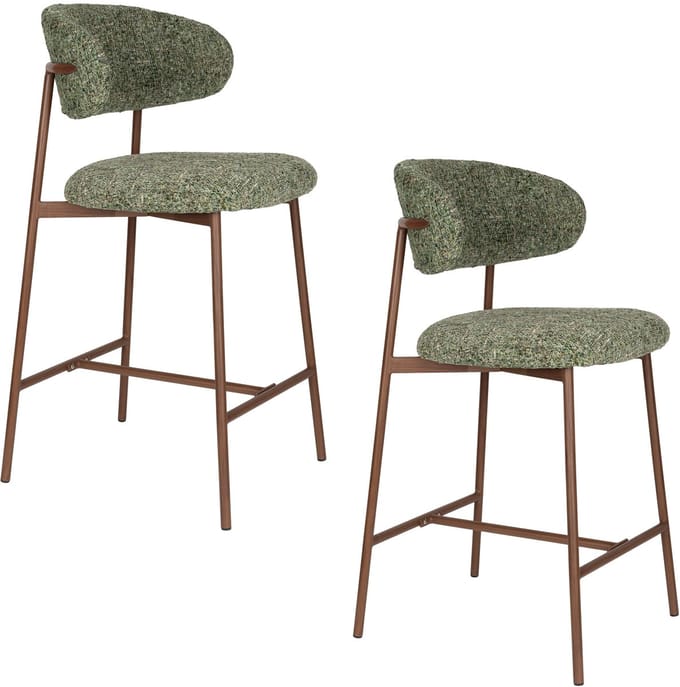 Housecraft Living Claes Barkrukken rugleuning 65 cm Gemêleerd Groen - Set van 2