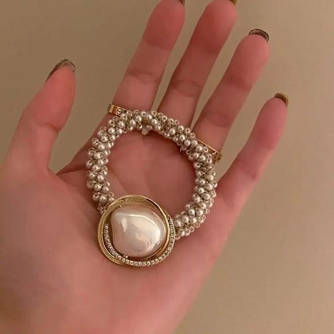 Mode Dame Simulatie Parel Haarbanden Vrouwen Haar Chouchou Haaraccessoires Elsatic Rubberen Band Haarband Paardenstaarthouders brown