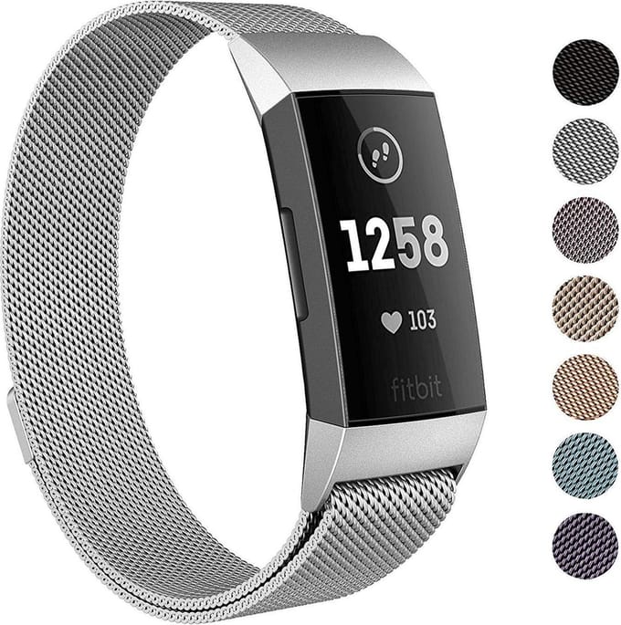 DrPhone Milanees bandje - Fitbit Charge 3 & 4 - Zilver - Large