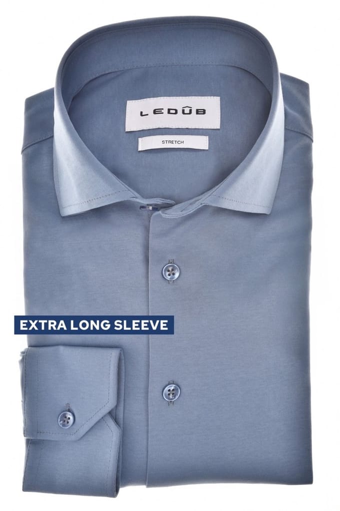 Ledûb Overhemd Cotton Jersey Extra Long Sleeve Mouwlengte 7 Midden Blauw / male