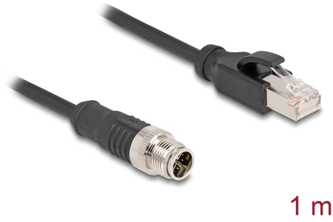 Delock 80866 RJ45 / M12 Netwerkkabel, patchkabel CAT 5e S/FTP 1.00 m Zwart 1 stuk(s)