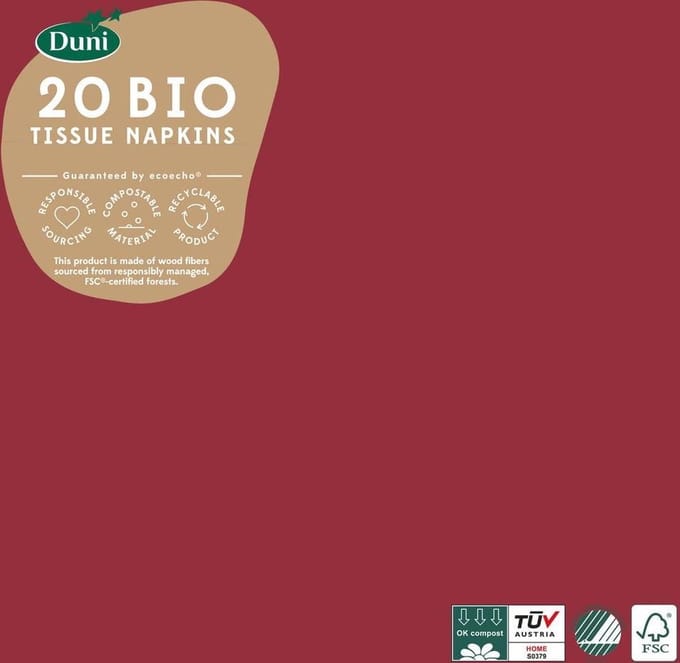 Duni servetten Bordeaux Red 3-laags 33x33