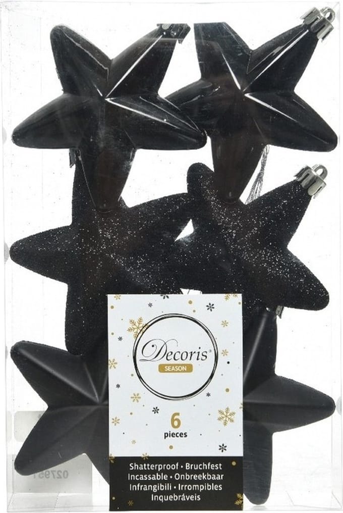 Decoris kersthangers - 6 stuks - 7.5cm - kunststof - mix