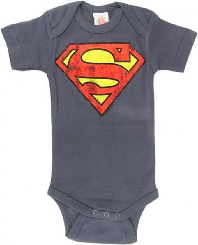 Superman Logo DC Comics Logoshirt baby romper grijs blauw - Logoshirt - 98/104