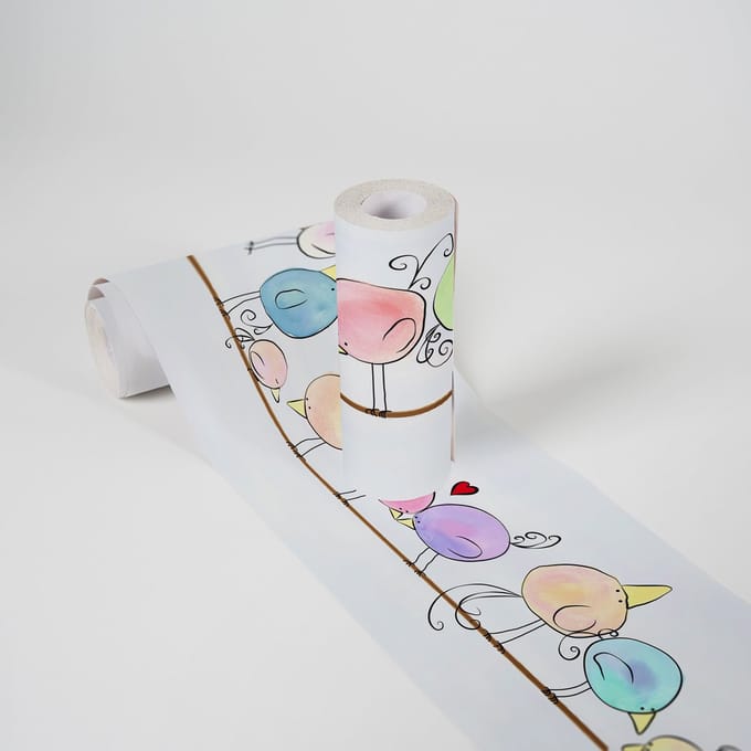 GRAPPIGE VOGELS BEHANGRAND | Zelfklevend - meerkleurig - A.S. Création Lovely Kids