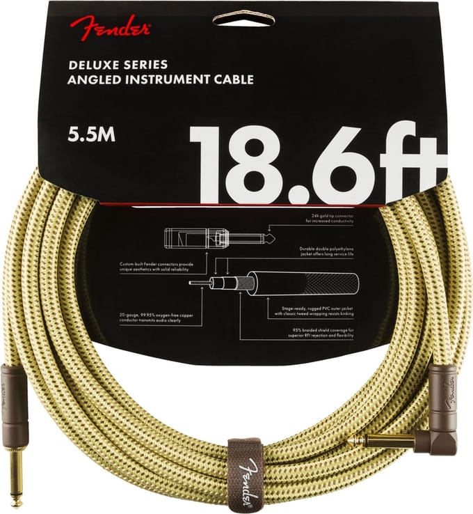 Fender Deluxe Series Instrument Cable S>A 5.5m (Tweed) - Instrumentenkabel