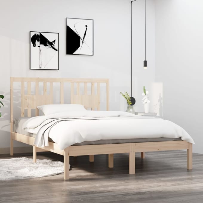 vidaXL - Bedframe - massief - hout - 135x190 - cm