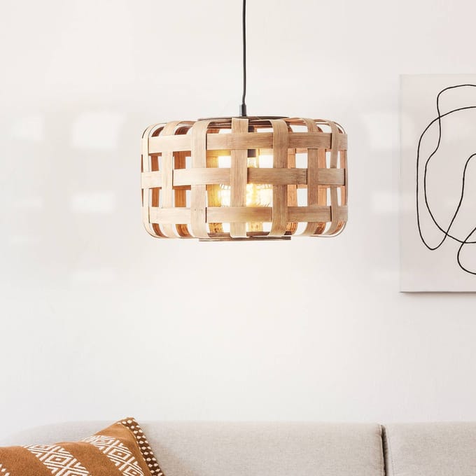 Brilliant Woodline - Hanglamp - E27 max 1x60W - Natuur/Zwart