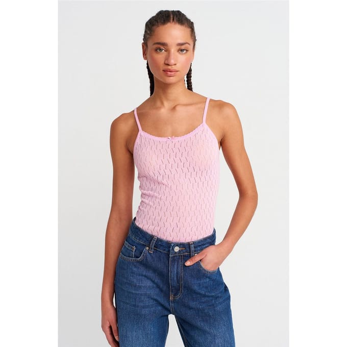 Getextureerde Crop Cami Blouse met Strikdetail