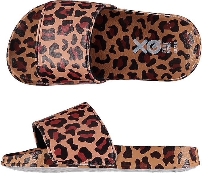 XQ Footwear - Slippers - Panterprint - Camel - Maat 25/26