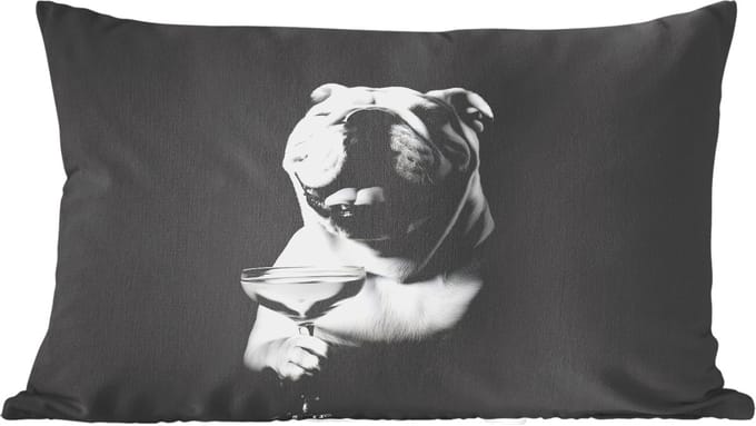 Sierkussens - Kussentjes Woonkamer - 60x40 cm - Buldog - Hond - Glas