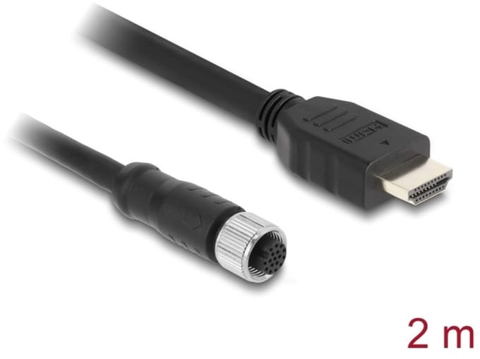 Delock M12 Cable A-coded 17 pin female to HDMI male 2 m black
