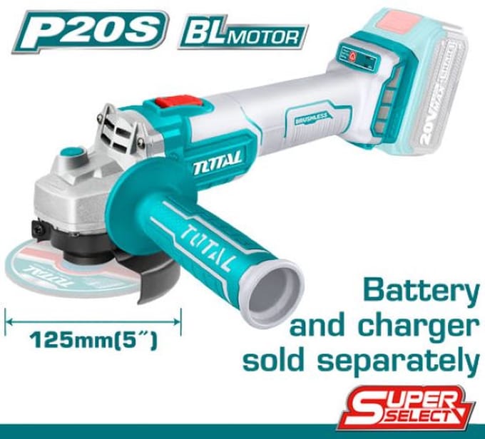 Total Tools Haakse Slijper 125mm - 20V - 8500rpm - Losse body