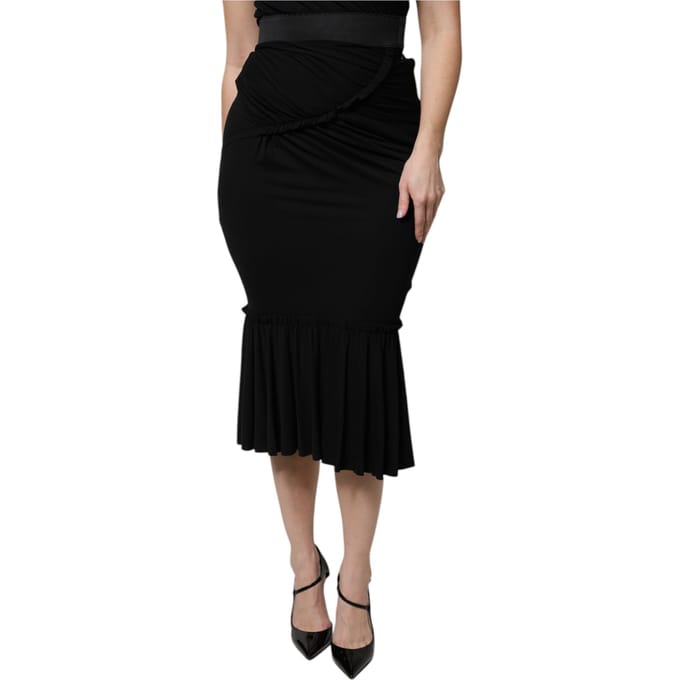 Dolce Gabbana Geplooide Jersey Midi Rok
