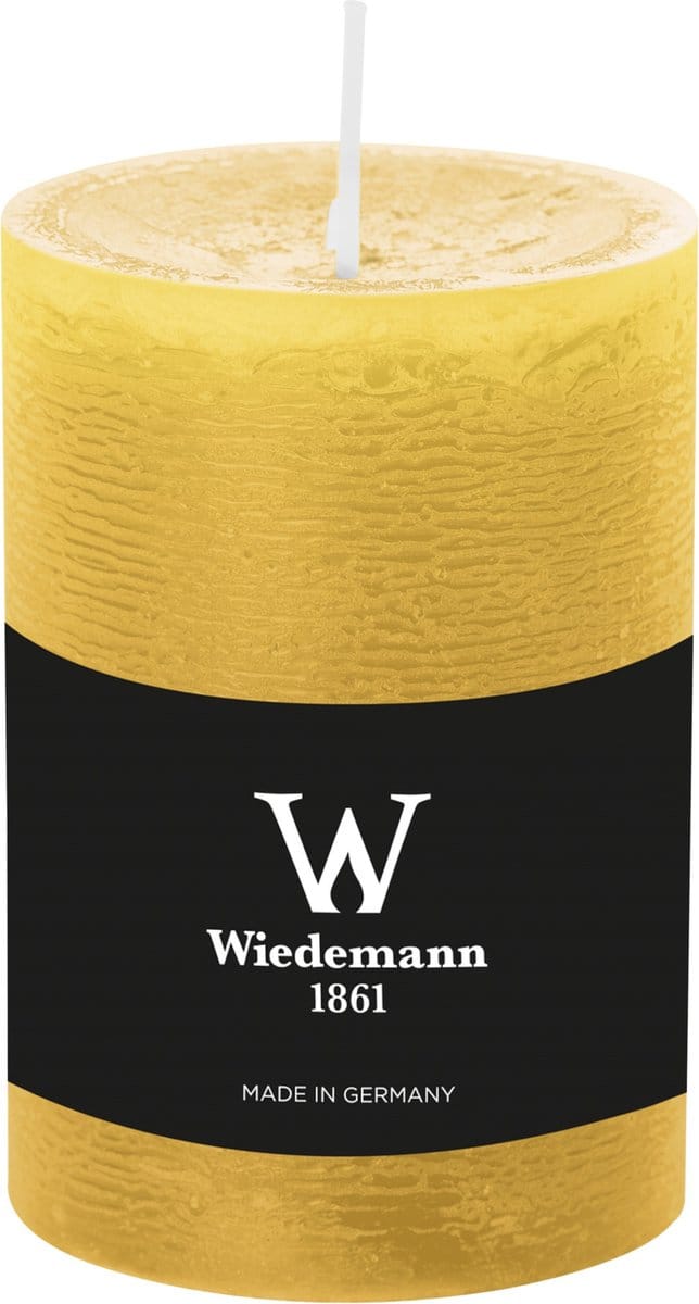 Wiedemann Cilinderkaars/stompkaars - rustieke kaars - okergeel - 7 x 10 cm - 43 branduren