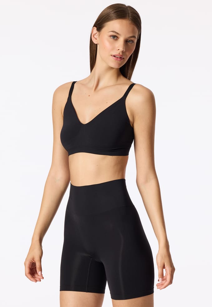 Bikershort met hoge taille, naadloos jersey, zwart - Seamless Contouring S