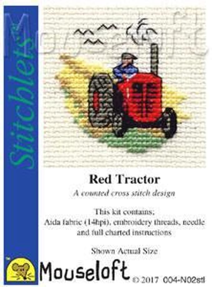 Mini Borduurpakketje ( 6 x 6 cm )  Tractor - Mouseloft