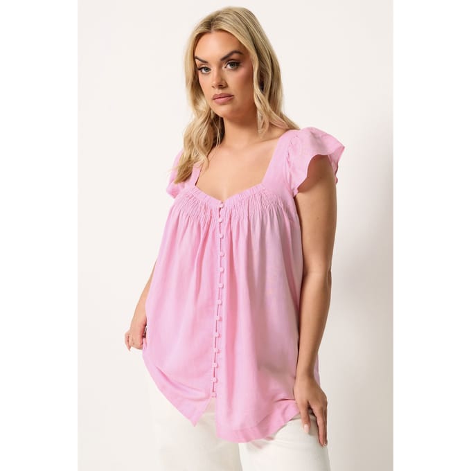 Yours Roze Linnen Top Met Kapmouwtjes Size 62-64