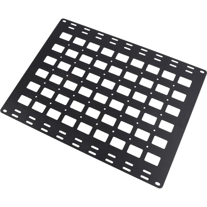 Panneau de Benne de Camion 800 X 600 X 2 mm Alliage d'Aluminium Multifonctionnel avec Base de Fixation Rail en L Goujon Rangement black