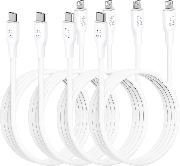 Oplaadkabel geschikt voor Apple - Usb C naar Lightning kabel - 4 stuks - 3 meter - Wit