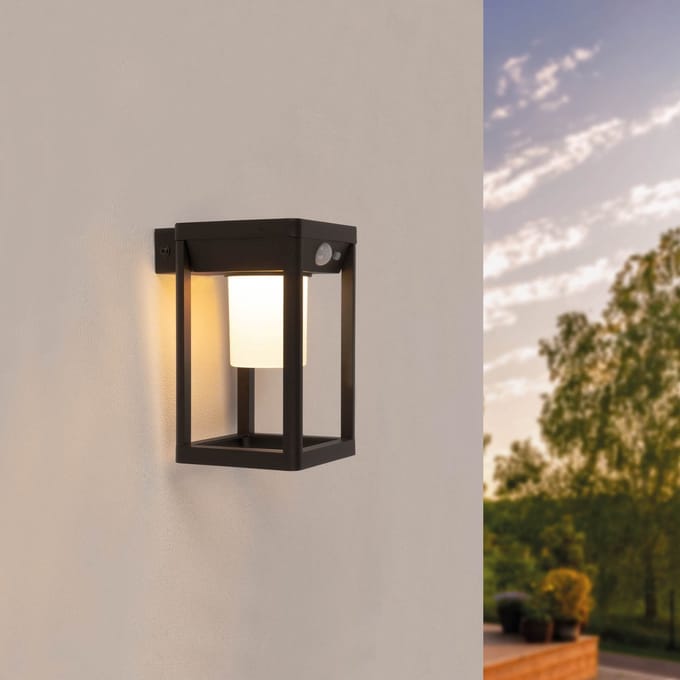 Ledvion - LED Solar Wandlamp - 2.2W - 3000K - IP44 - Zwart