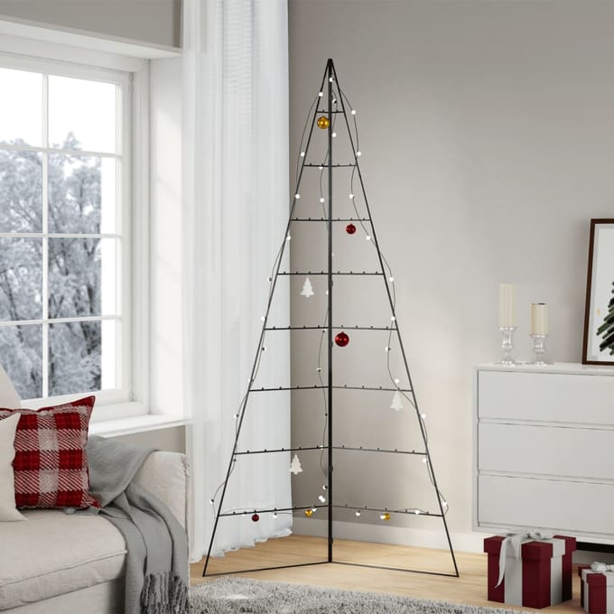 vidaXL - Kerstdecoratie - kerstboom - 210 - cm - metaal - zwart