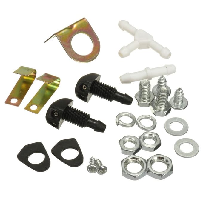 Kit de bouteille de pompe de réservoir de lave-glace 12V 1,8 l avec ensemble d'accessoires de Jets de tuyau gray