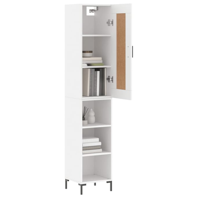vidaXL - Hoge - kast - 34,5x34x180 - cm - bewerkt - hout - wit
