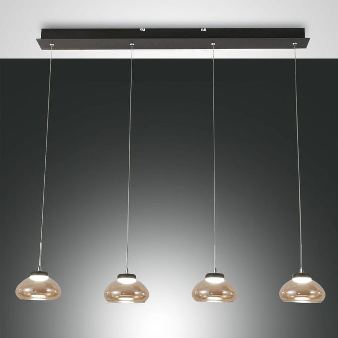 Fabas Luce Hanglamp Arabella 4-lamps in rij, amber