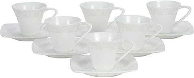 Bricard - espressoset - Cannes - 12-delig - keramiek - wit - stijlvol design