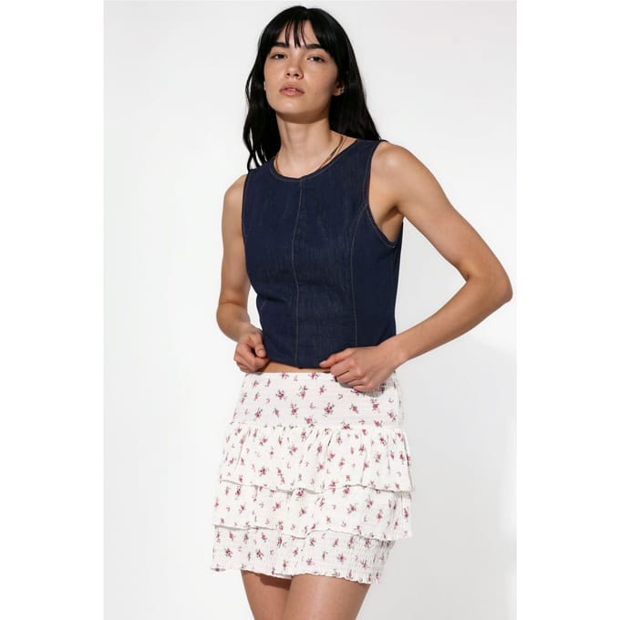 Floral Hoge Taille Mini Skaterrok