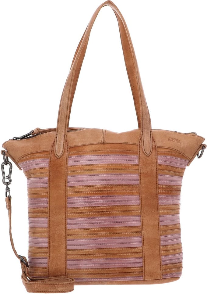 FREDsBRUDER Leren Schoudertas Good Mood Shopper Sand & Rose Lichtbruin