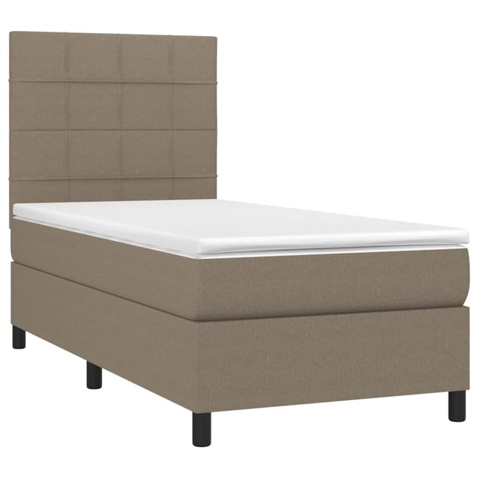 vidaXL - Boxspring - met - matras - en - LED - stof - taupe - 80x200 - cm