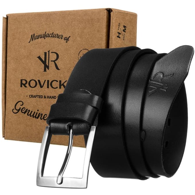 Heren leren riem RNS-95 ZWART