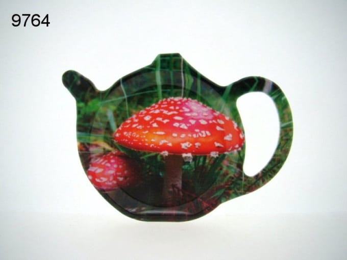 Geharo theetipje rode paddenstoelen – Melamine – 13 cm