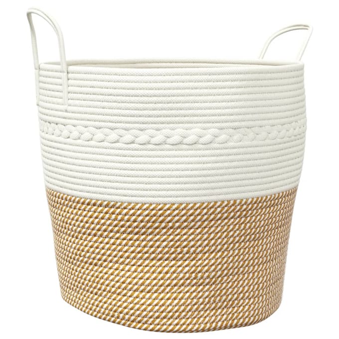 vidaXL - Opbergmand - Ø - 43x38 - cm - katoen - bruin - en - wit