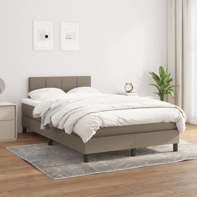 vidaXL - Boxspring - met - matras - stof - taupe - 120x200 - cm