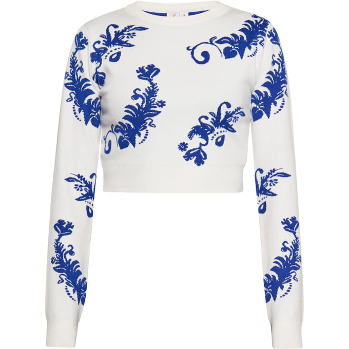 IZIA Jumper Dames Wol Wit Blauw