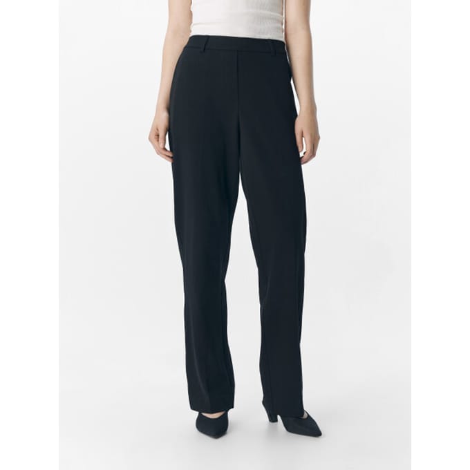 Object zwarte dames broek   Straight fit   Steekzakken   Elastische boord   Duurzaam   Regular waist Zwart 38/32