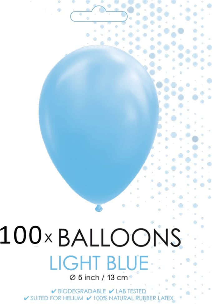5 inch ballonnen lichtblauw 100 stuks.