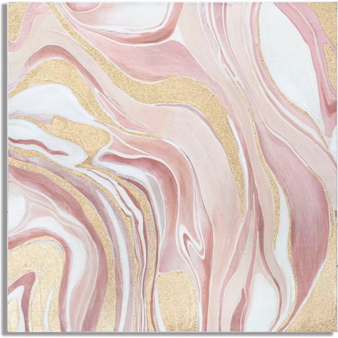 Muurdecoratie met roze schilderij op canvas Mauro Ferretti