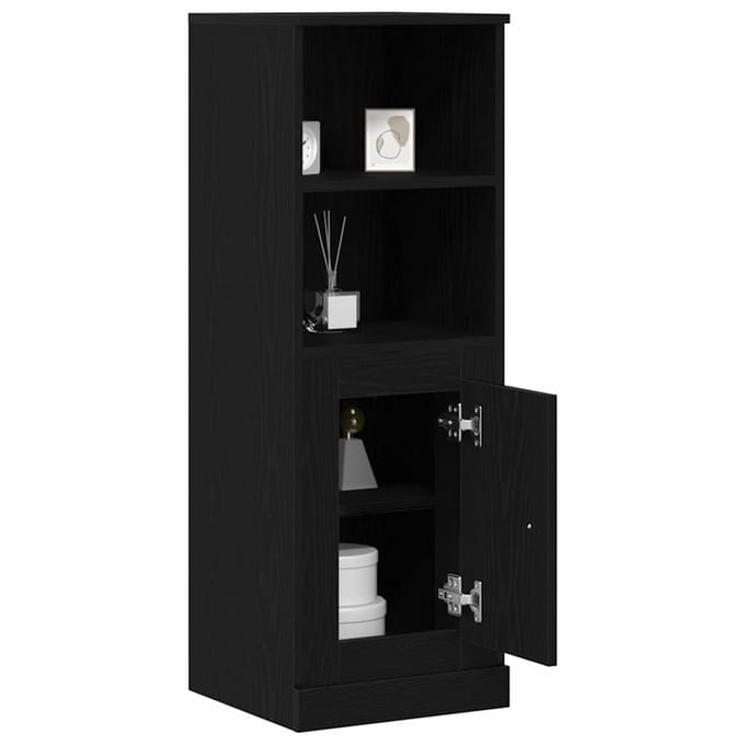 vidaXL - Highboard - Zwart - Eiken - 36 - x - 35.5 - x - 103.5 - cm - Bewerkt - hout