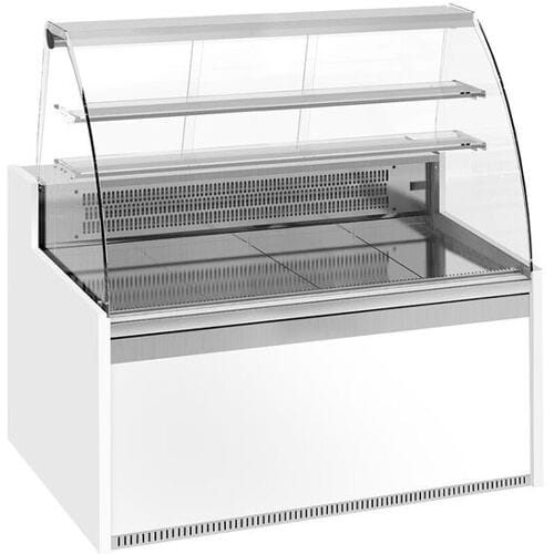 GGM Gastro Gebaksvitrine - 1622x985mm - 271 liter - gebogen ruit - met 2 deur(en) - met 2 legroosters zilver